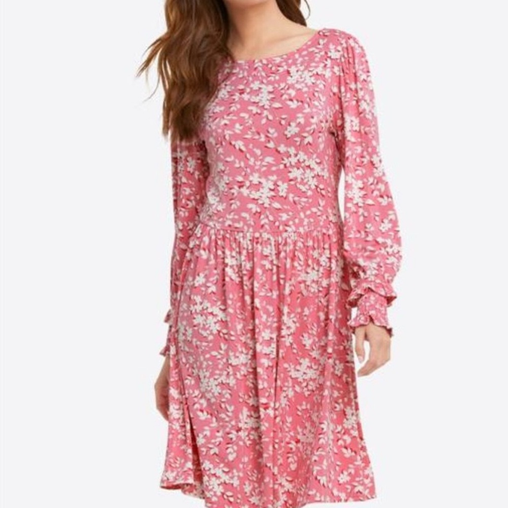 Draper James-like new-Floral Pink Long Sleeve Dress